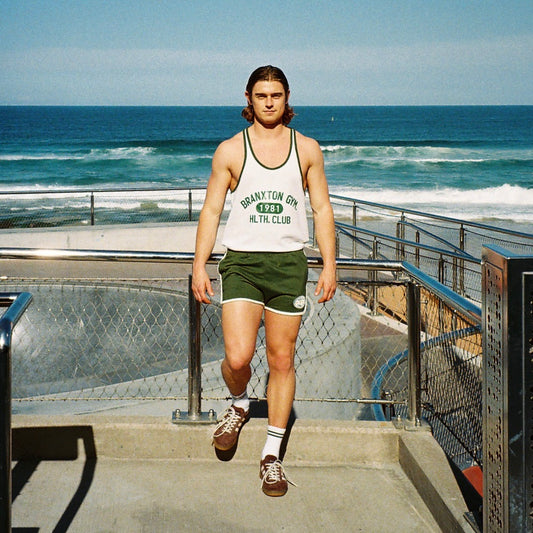 HEALTH CLUB STRINGER - WHITE & GREEN