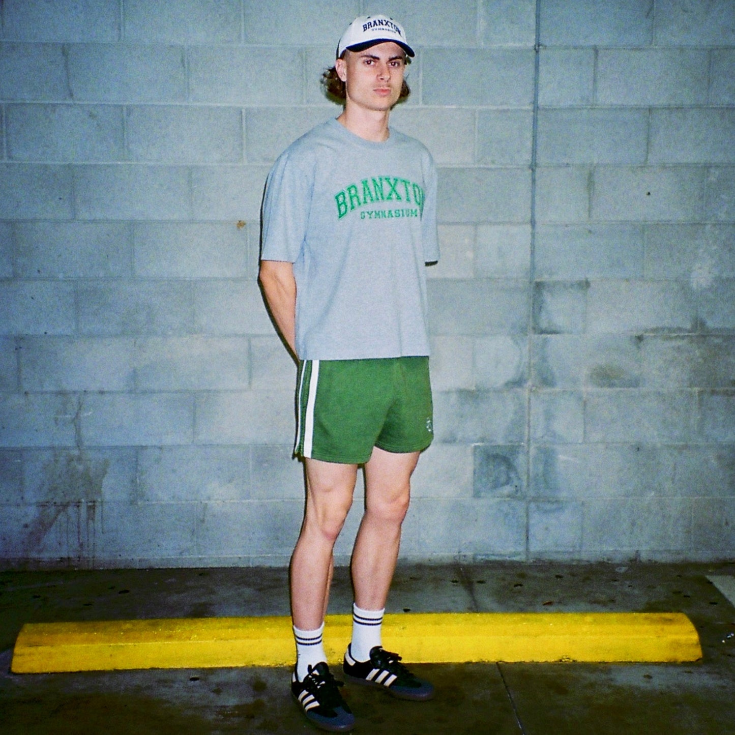 COLLEGE T-SHIRT & SHORTS (ACID WASH GREEN)