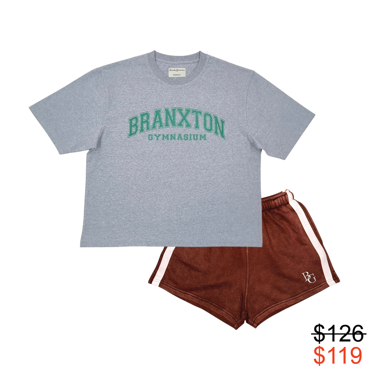 COLLEGE T-SHIRT & SHORTS (ACID WASH BROWN)