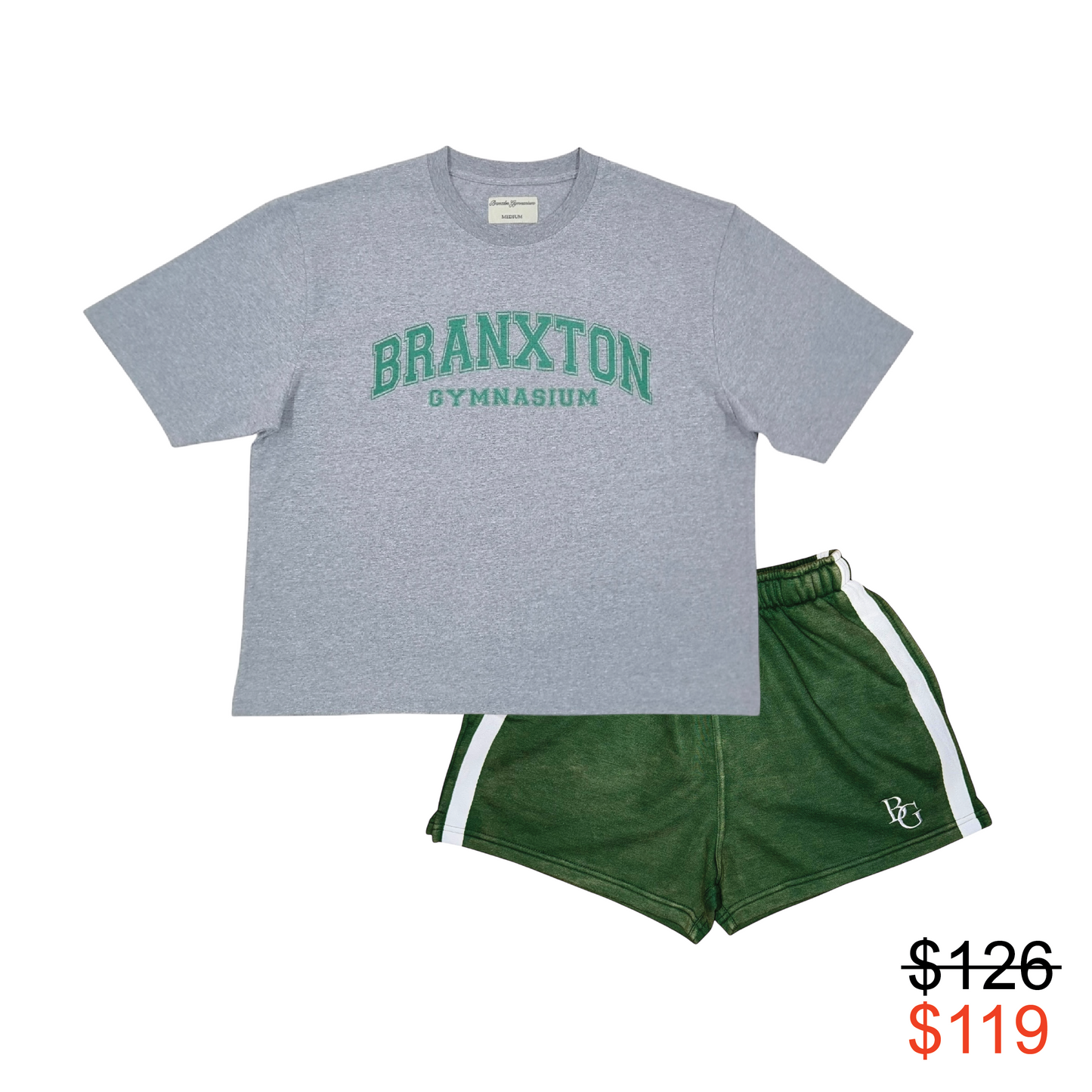 COLLEGE T-SHIRT & SHORTS (ACID WASH GREEN)