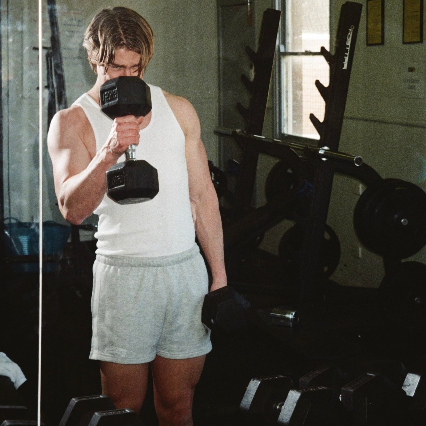 Barbell Short Shorts - Grey & White